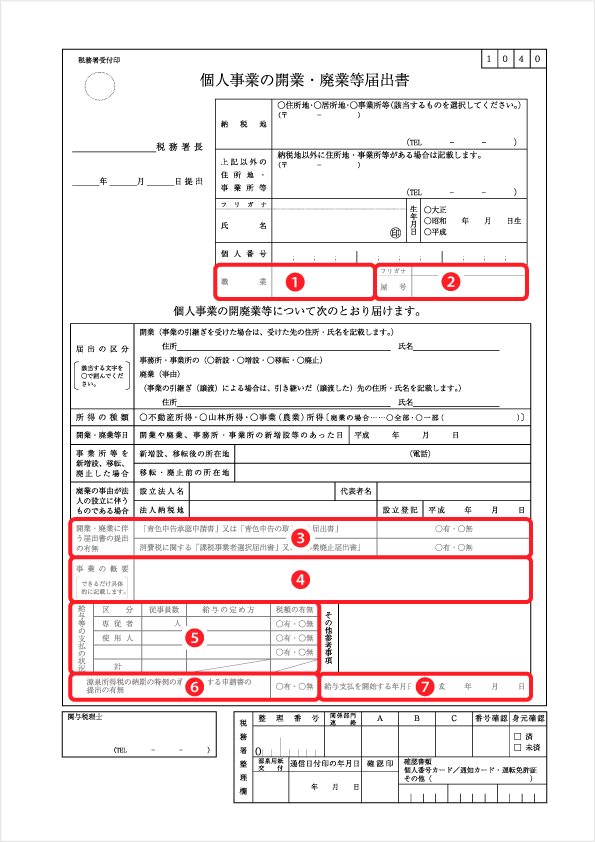 開業届の書き方 開業届の書き方