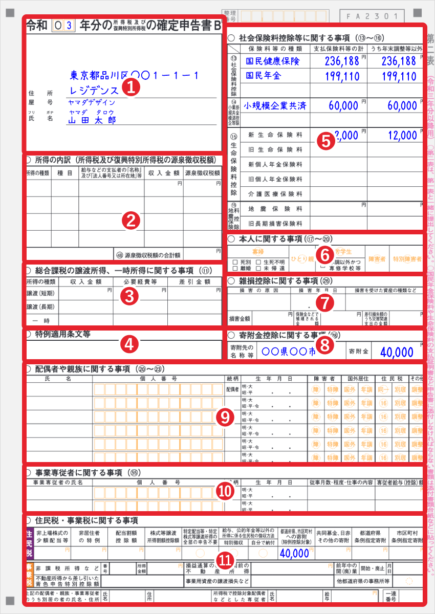 確定申告書B 第二表