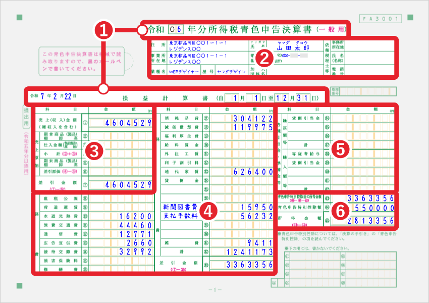 青色申告決算書 1ページ目