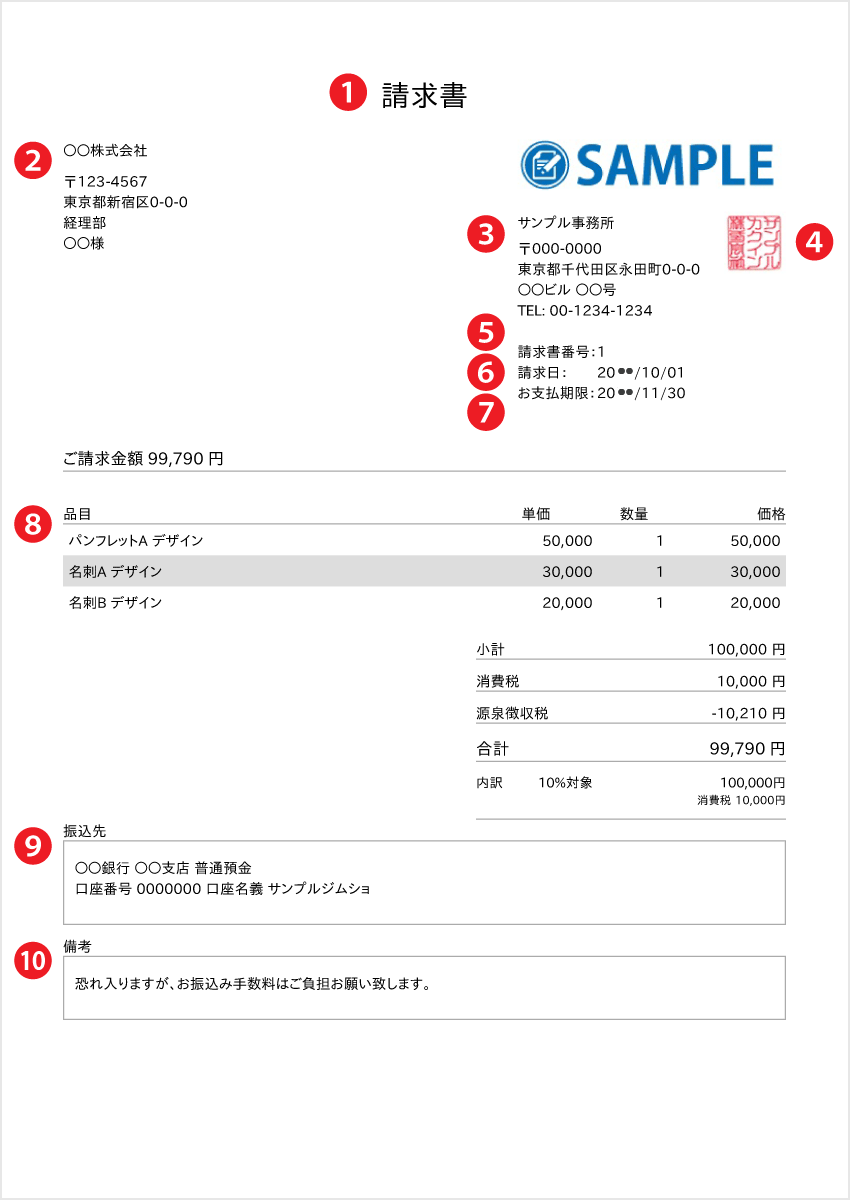 請求書の書き方 封筒の書き方まとめ 個人事業の請求書