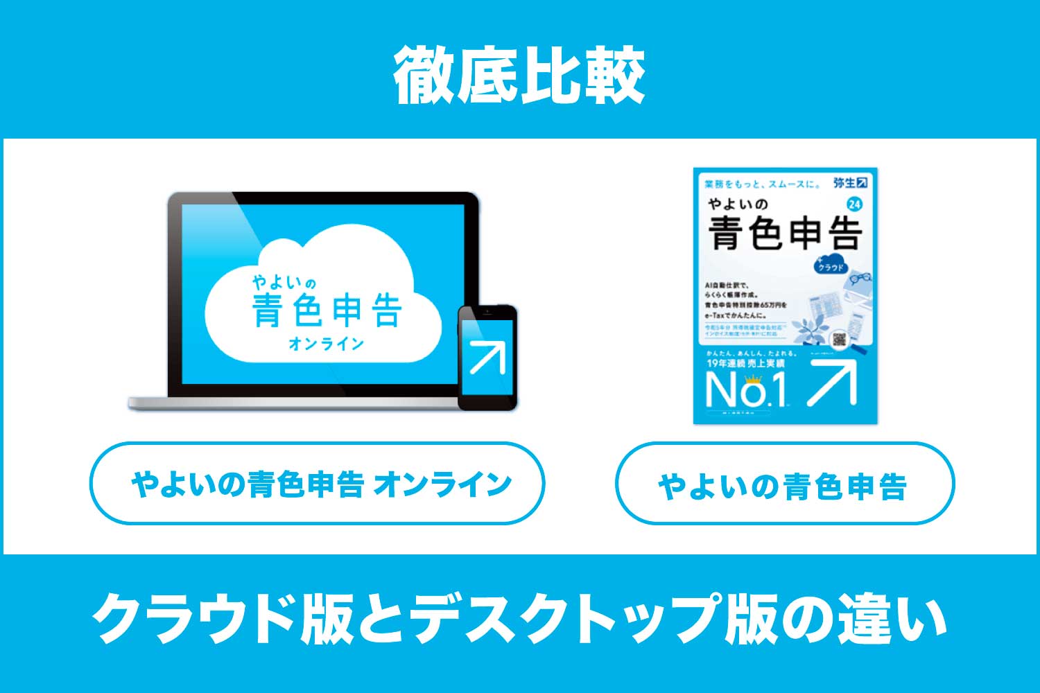 「やよいの青色申告オンライン」と「やよいの青色申告」の違いは？クラウド版とデスクトップ版の比較